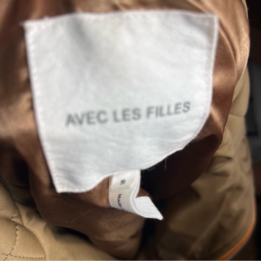 Avec Les Filles Quilted Cropped Mock High Neck Zip Front Jacket Orange Zip — S - Picture 11 of 14
